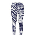 Blue Maori Polynesian Tattoo Print Men's Leggings