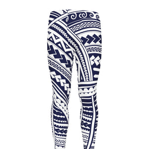 Blue Maori Polynesian Tattoo Print Men's leggings