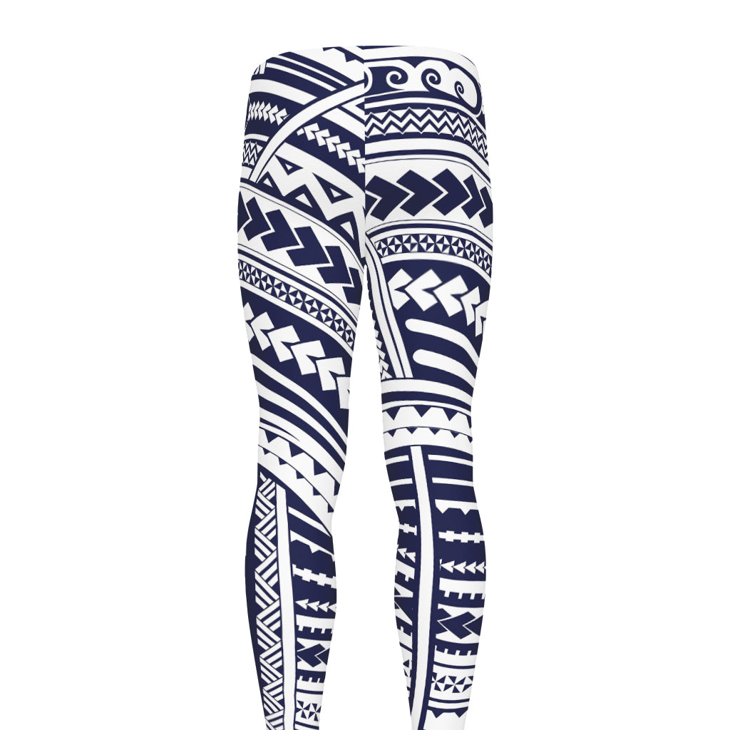 Blue Maori Polynesian Tattoo Print Men's leggings