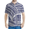 Blue Maori Polynesian Tattoo Print Men's Polo Shirt