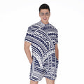Blue Maori Polynesian Tattoo Print Men's Romper