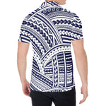 Blue Maori Polynesian Tattoo Print Men's Shirt