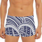 Blue Maori Polynesian Tattoo Print Men's Short Boxer Briefs