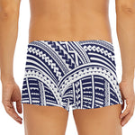 Blue Maori Polynesian Tattoo Print Men's Short Boxer Briefs