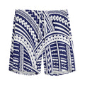Blue Maori Polynesian Tattoo Print Men's Athletic Shorts