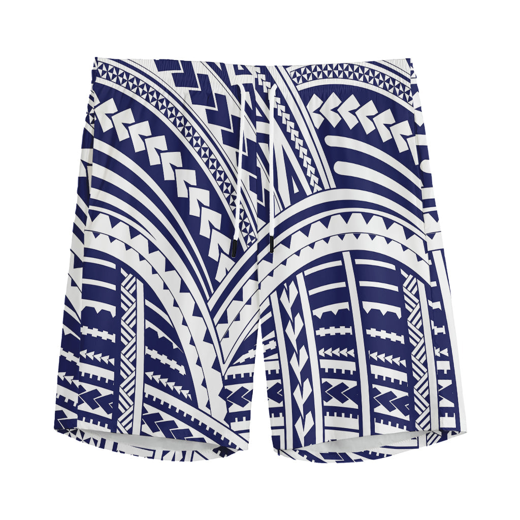 Blue Maori Polynesian Tattoo Print Men's Sports Shorts