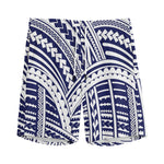 Blue Maori Polynesian Tattoo Print Men's Sports Shorts