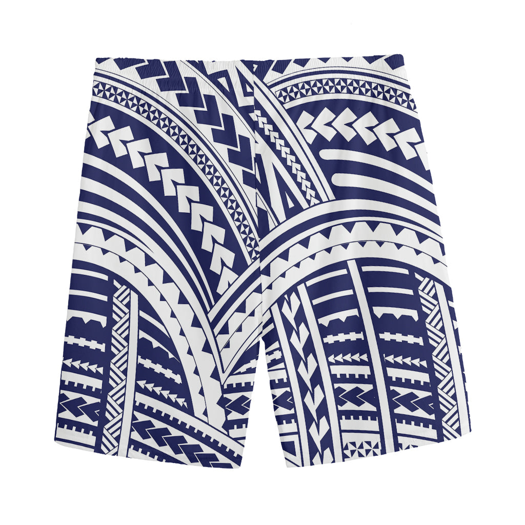 Blue Maori Polynesian Tattoo Print Men's Sports Shorts