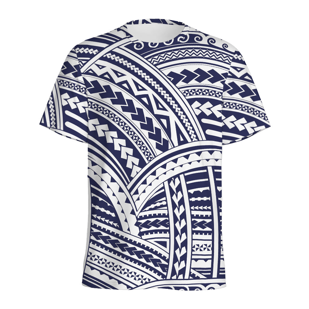 Blue Maori Polynesian Tattoo Print Men's Sports T-Shirt