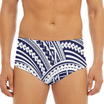 Blue Maori Polynesian Tattoo Print Men's Triangle Swim Briefs