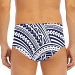 Blue Maori Polynesian Tattoo Print Men's Triangle Swim Briefs