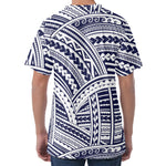 Blue Maori Polynesian Tattoo Print Men's Velvet T-Shirt