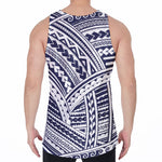 Blue Maori Polynesian Tattoo Print Men's Velvet Tank Top