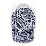 Blue Maori Polynesian Tattoo Print Mesh Laundry Hamper