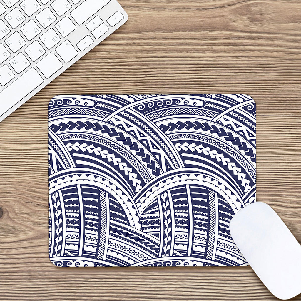 Blue Maori Polynesian Tattoo Print Mouse Pad