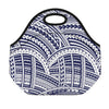 Blue Maori Polynesian Tattoo Print Neoprene Lunch Bag