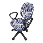 Blue Maori Polynesian Tattoo Print Office Chair Cover