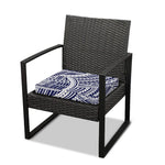 Blue Maori Polynesian Tattoo Print Outdoor Seat Cushion Cover