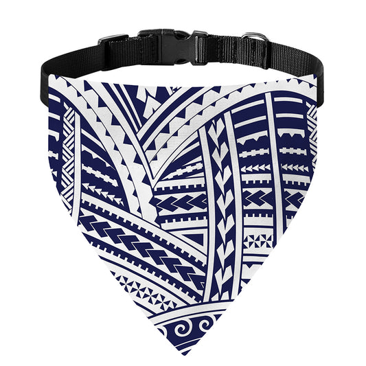 Blue Maori Polynesian Tattoo Print Over The Collar Dog Bandana