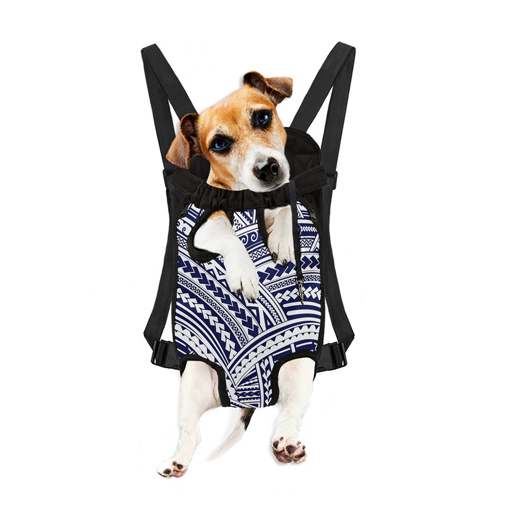 Blue Maori Polynesian Tattoo Print Pet Carrier Backpack