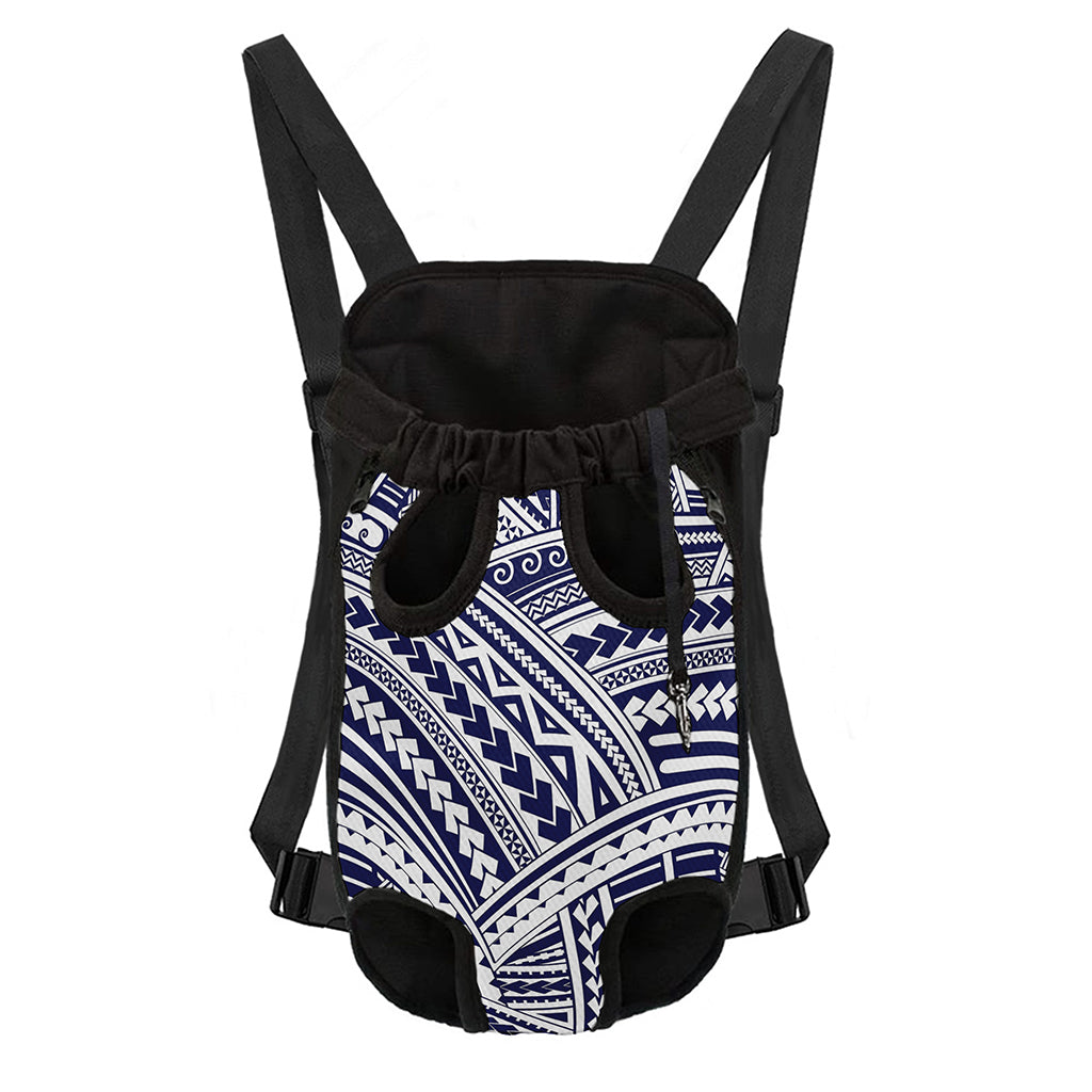 Blue Maori Polynesian Tattoo Print Pet Carrier Backpack