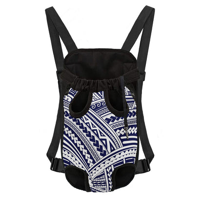 Blue Maori Polynesian Tattoo Print Pet Carrier Backpack