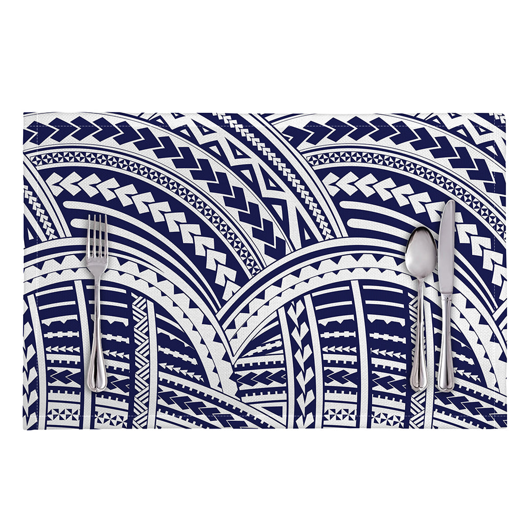 Blue Maori Polynesian Tattoo Print Placemat