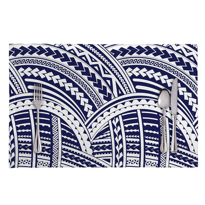 Blue Maori Polynesian Tattoo Print Placemat