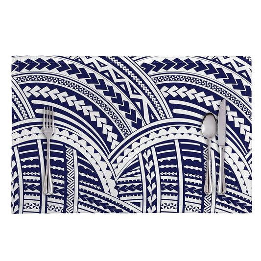 Blue Maori Polynesian Tattoo Print Placemat