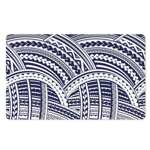 Blue Maori Polynesian Tattoo Print Polyester Doormat