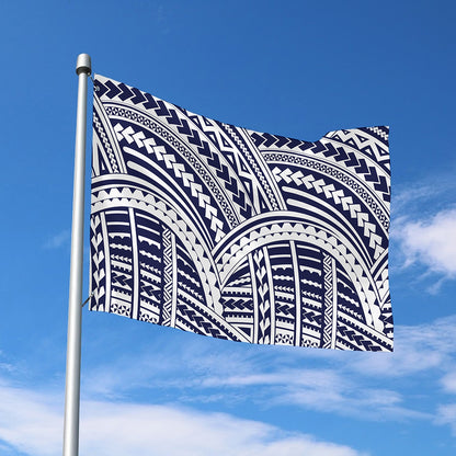Blue Maori Polynesian Tattoo Print Polyester Flag
