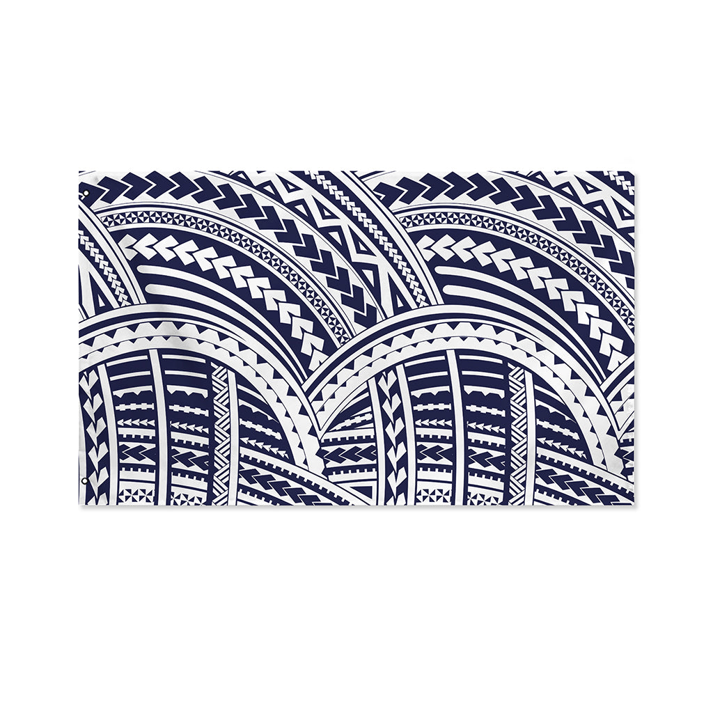 Blue Maori Polynesian Tattoo Print Polyester Flag