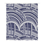 Blue Maori Polynesian Tattoo Print Polyester Shower Curtain