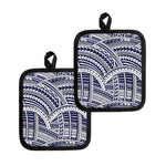 Blue Maori Polynesian Tattoo Print Pot Holders