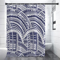 Blue Maori Polynesian Tattoo Print Premium Shower Curtain