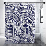 Blue Maori Polynesian Tattoo Print Premium Shower Curtain