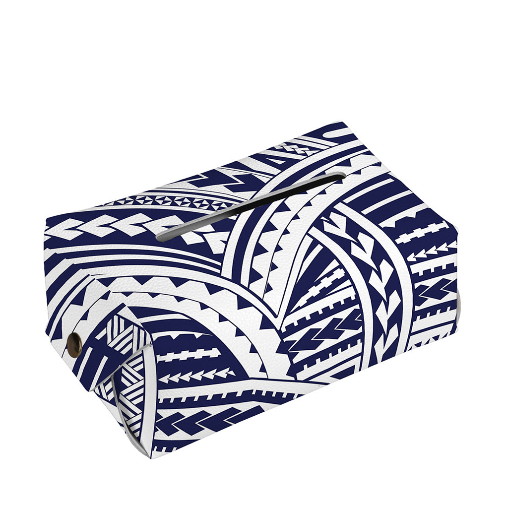 Blue Maori Polynesian Tattoo Print Rectangle Tissue Box Cover