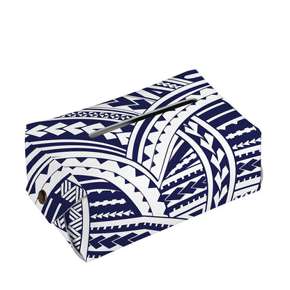 Blue Maori Polynesian Tattoo Print Rectangle Tissue Box Cover