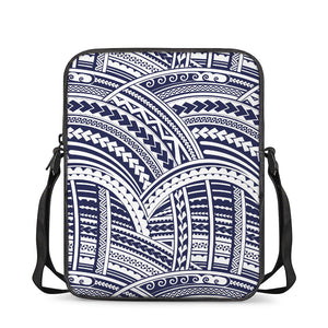 Blue Maori Polynesian Tattoo Print Rectangular Crossbody Bag