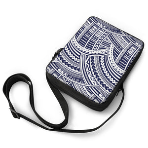 Blue Maori Polynesian Tattoo Print Rectangular Crossbody Bag