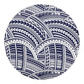 Blue Maori Polynesian Tattoo Print Round Blanket