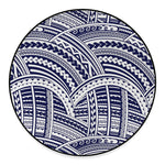 Blue Maori Polynesian Tattoo Print Round Floor Mat