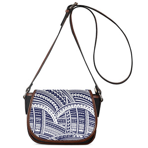 Blue Maori Polynesian Tattoo Print Saddle Bag