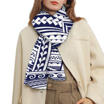 Blue Maori Polynesian Tattoo Print Scarf