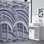 Blue Maori Polynesian Tattoo Print Shower Curtain