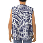 Blue Maori Polynesian Tattoo Print Sleeveless Baseball Jersey