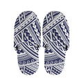 Blue Maori Polynesian Tattoo Print Slippers