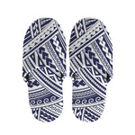 Blue Maori Polynesian Tattoo Print Slippers