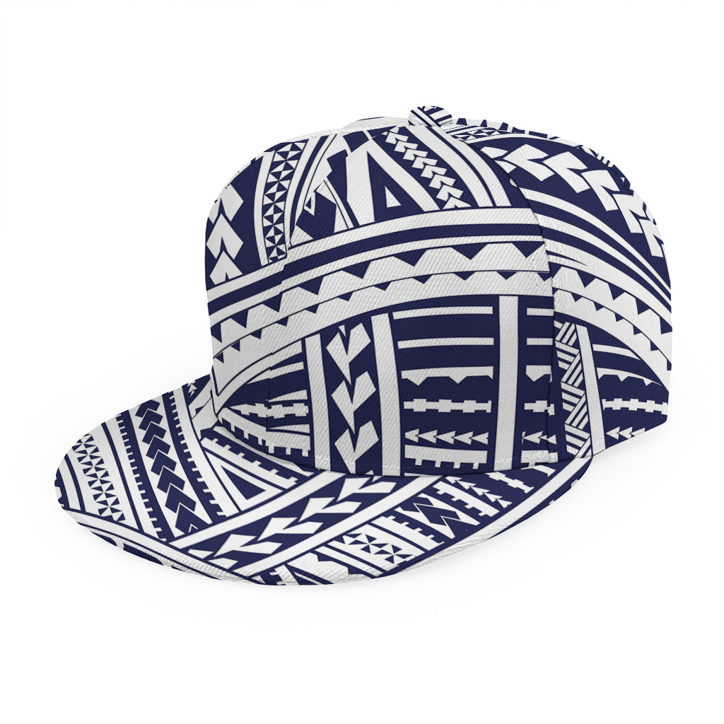 Blue Maori Polynesian Tattoo Print Snapback Cap