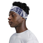 Blue Maori Polynesian Tattoo Print Sports Headband